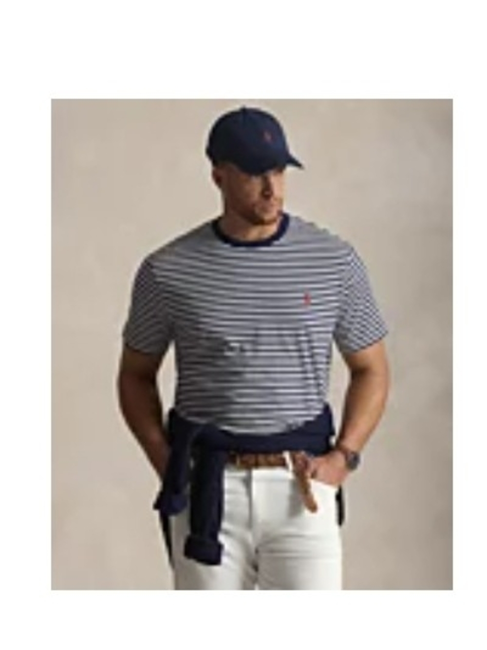 Polo Ralph Lauren Men's Big & Tall Short-Sleeve White-Navy Strip T-Shirt XLT